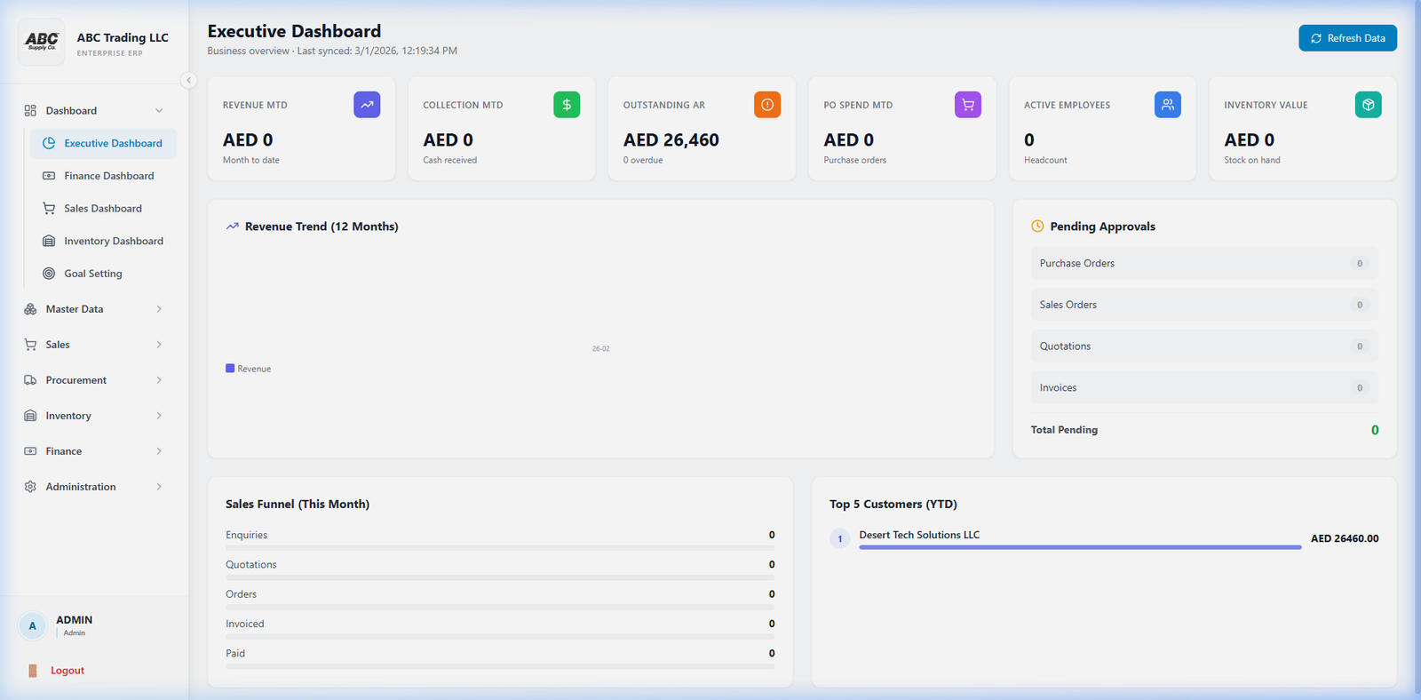 Custom ERP Dashboard