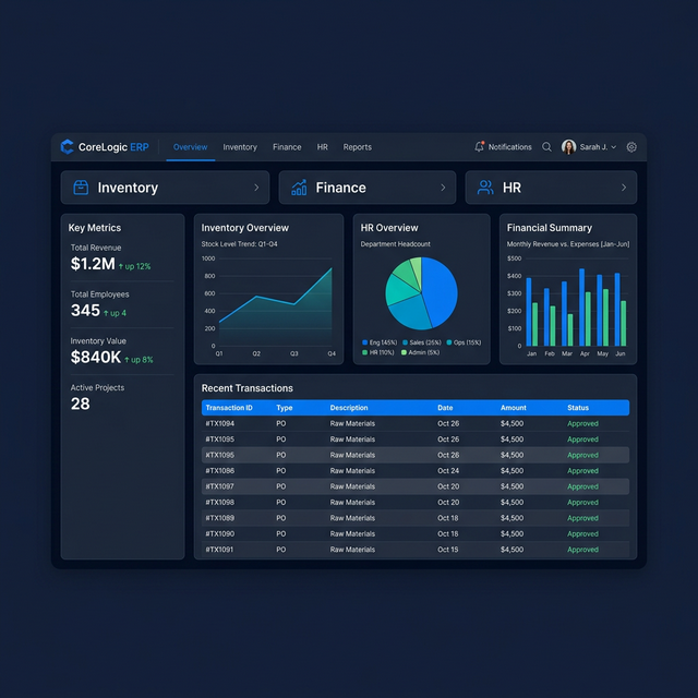 ERP System Dashboard
